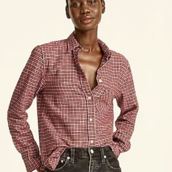 NWT J CREW Flannel Plaid Shirt - Picture 5 of 9